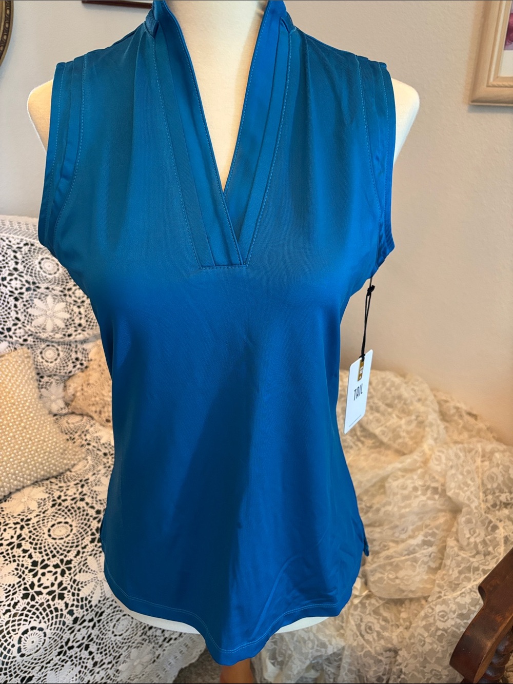 Tail Sleeveless V-Neck Golf/Tennis Top - Teal Blue/Mykonos (on tag)
